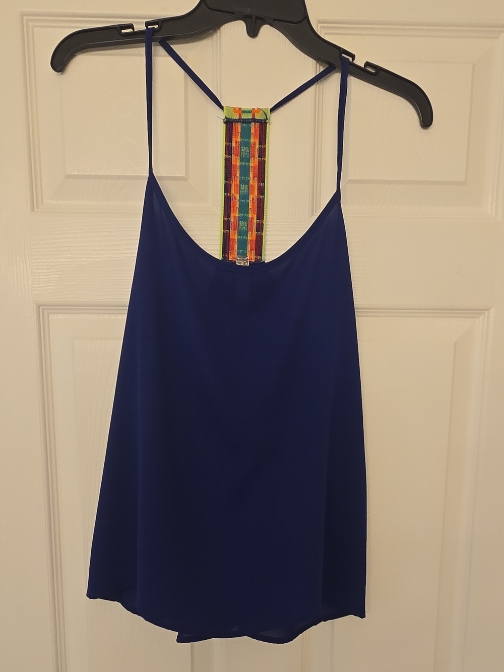 Bella D. Royal Blue Cami with Multicolor Back Detail